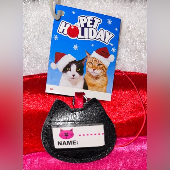 NWT kitty cat Christmas stocking with attached name tag - Picture 3 of 3